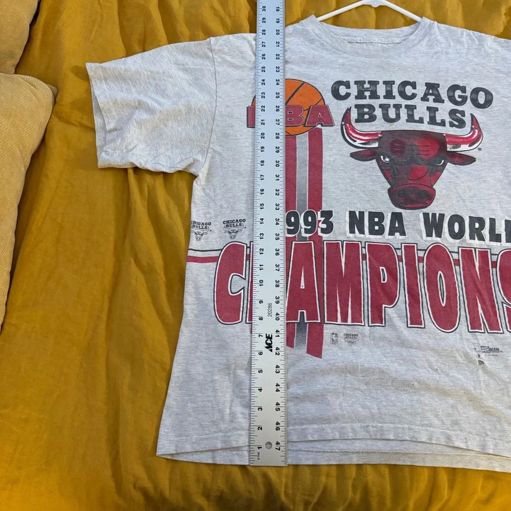 Vintage 1993 Chicago Bulls NBA World Champions T-Shirt Salem Single‎ Stitch Grey